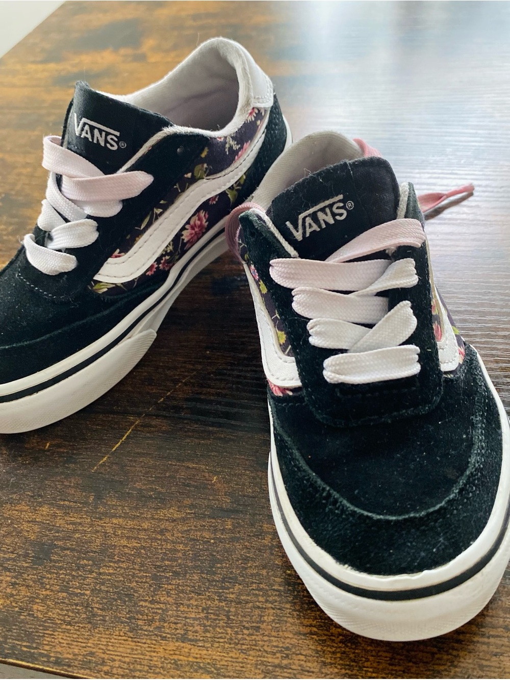 Vans Kids Black Floral Old Skool with Pink Accents